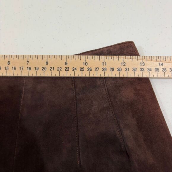 VTG Ann Taylor Chocolate Brown Suede Leather High Rise Pants Womens 2 Old Money - Picture 6 of 12